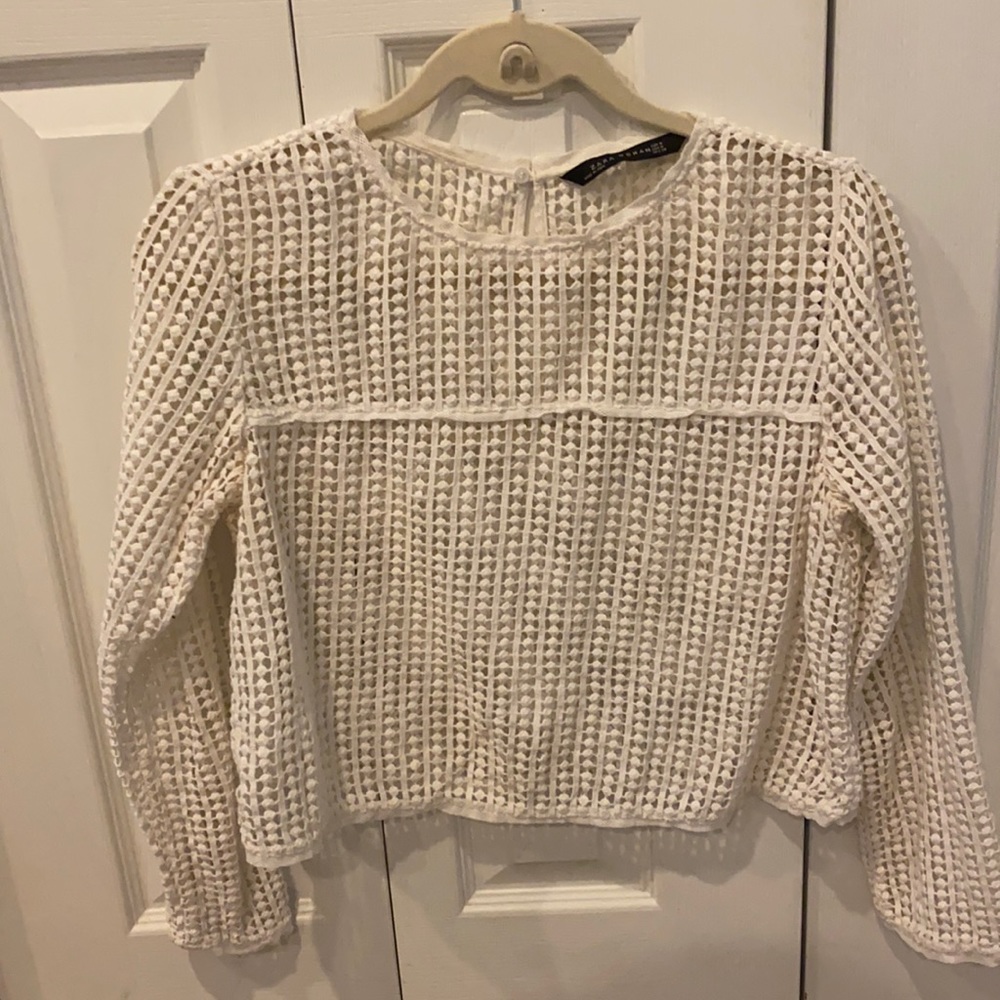 Zara Woman Cropped open work/crochet blouse